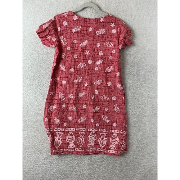 Dee California M/L Pink Aloha Boho Dress Fish Summer Beach Coverup Sundress - Picture 7 of 9